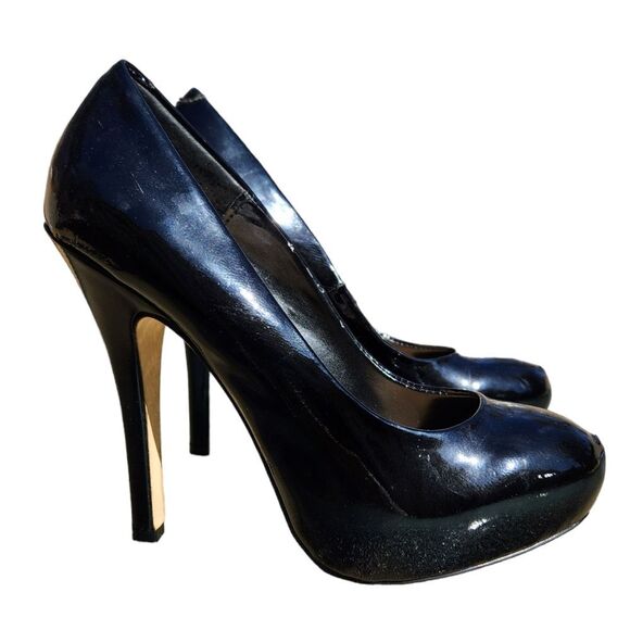 Steve Madden Traisie Black patent platform heels stilettos‎ Women’s size 7 - Picture 1 of 8